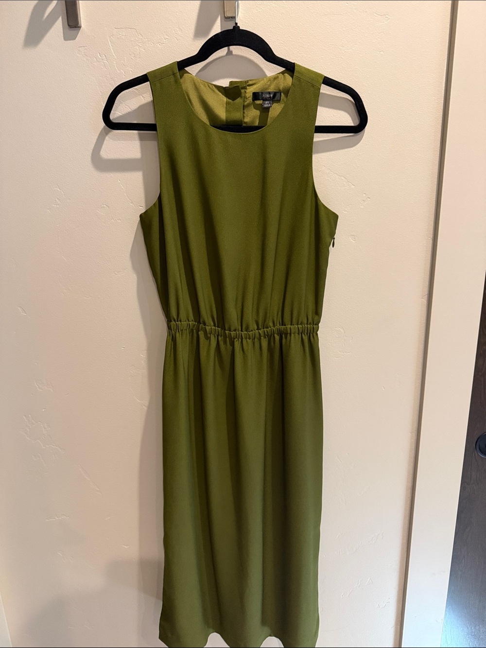 J. Crew Olive Green Sleeveless Midi Dress